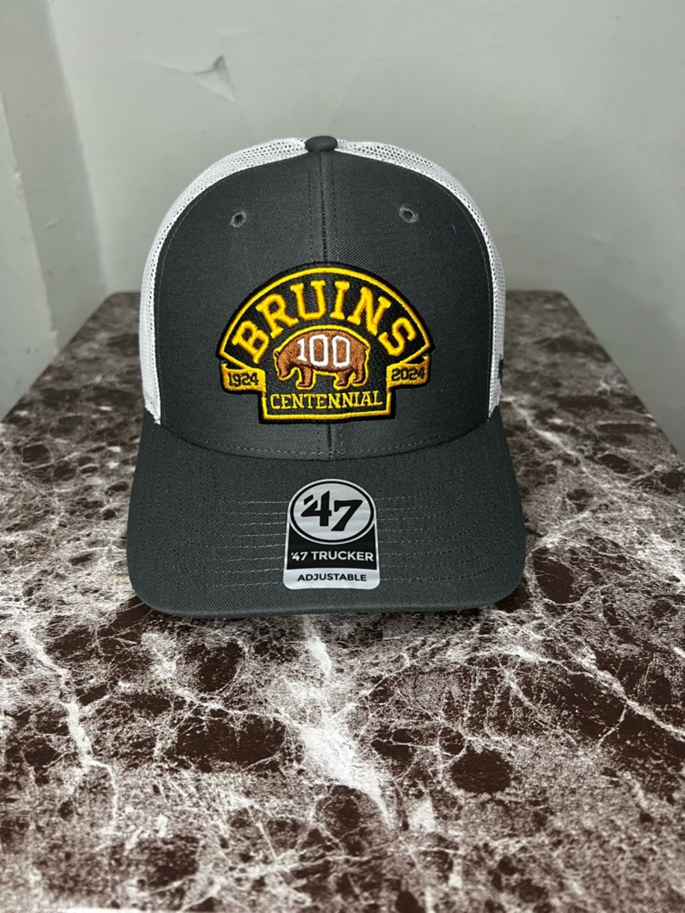 '47 Trucker Bruins Centennial Grey & White Cap